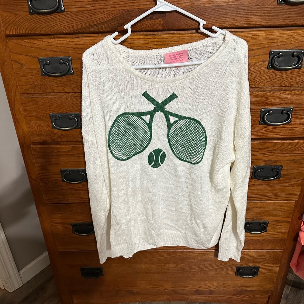 Simply Southern Cream Knit with Green Pickleball Graphic